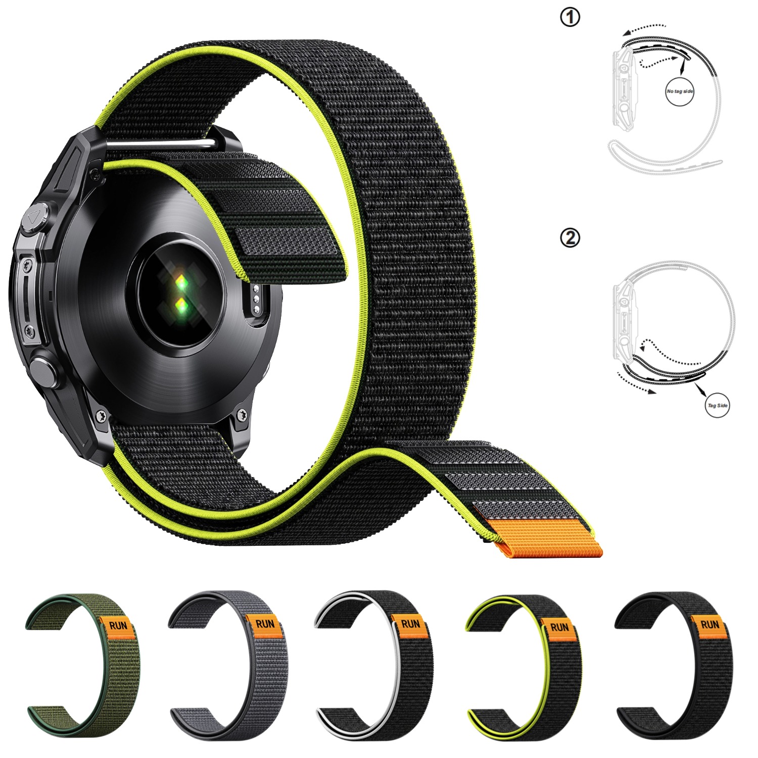 Sport Loop Velcro - 초경량 무금속 훅앤루프 시계줄, 22mm 26mm