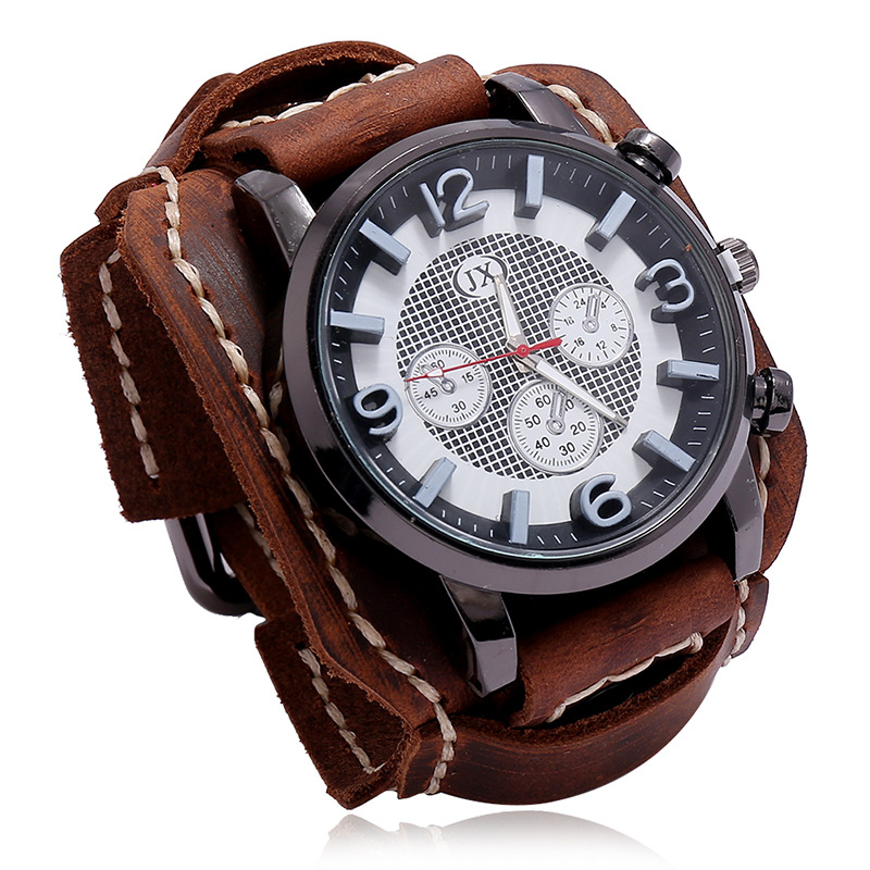 새로운 레트로 남성 시계 정품 가죽 와이드 시계 밴드  - Leather Watch Band Men 리뷰 및 가격
