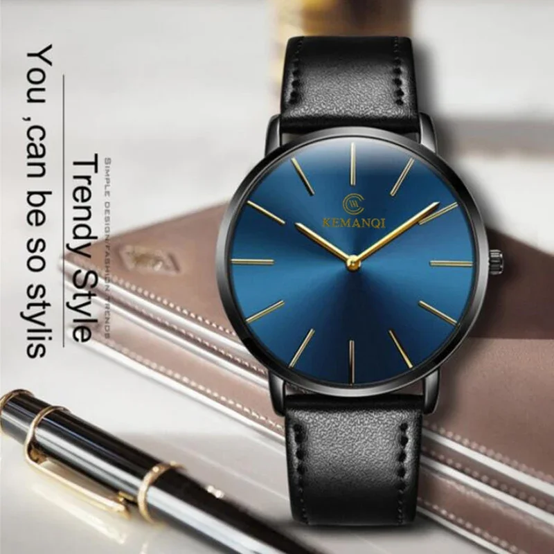패션 울트라 씬 남성용 쿼츠 손목시계 미니멀리스트 스타 - Leather Watch Band Men 리뷰 및 가격