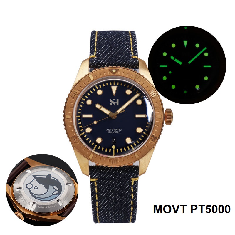 청동 남성용 기계식 손목시계, 시걸 PT5000 무브먼 - Canvas Strap Watch 리뷰 및 가격