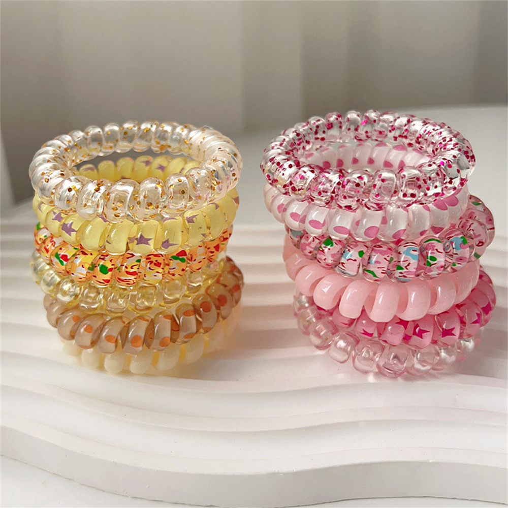 6pcs 달콤한 귀여운 다채로운 나선형 헤어 넥타이 수 - Silicone Band Women 리뷰 및 가격