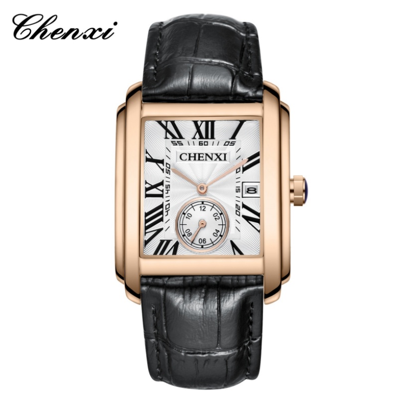 CHENXI 남성용 클래식 스퀘어 브라운 가죽 스트랩  - Leather Watch Band Men 리뷰 및 가격