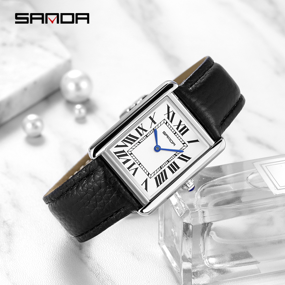 Sanda 남녀공용 직사각형 손목 시계, 유니섹스 실버 - Leather Watch Band Men 리뷰 및 가격