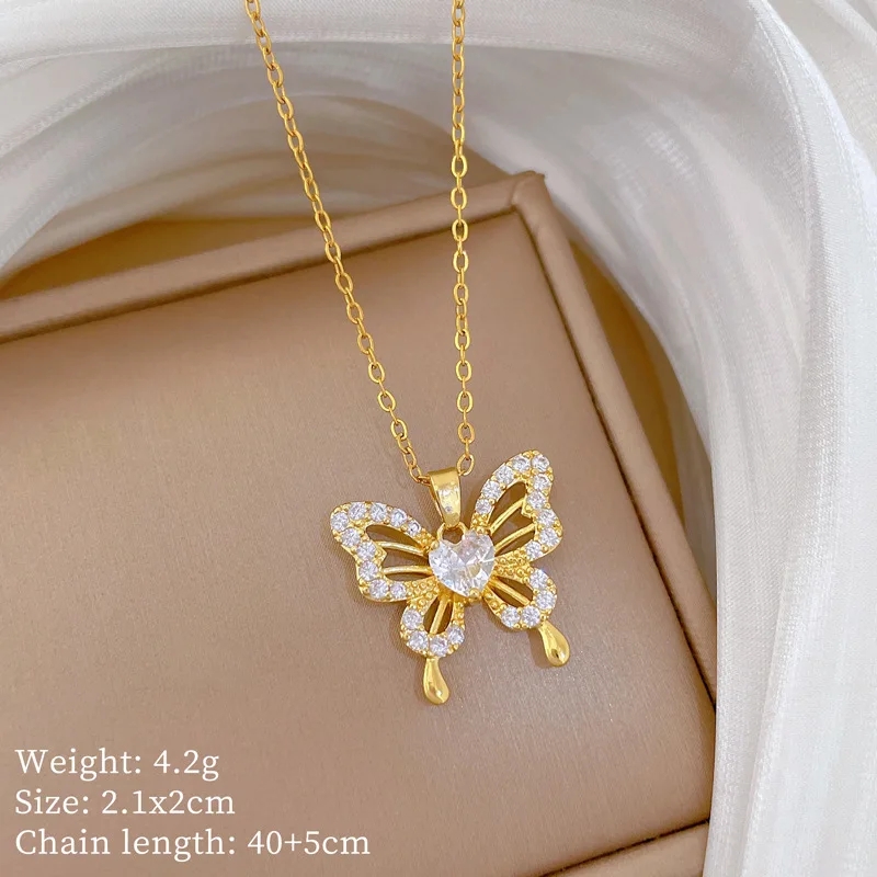 세련된 고급 나비 시리즈 구리 펜던트 목걸이 여성용 액 - Butterfly Clasp Deployant 리뷰 및 가격