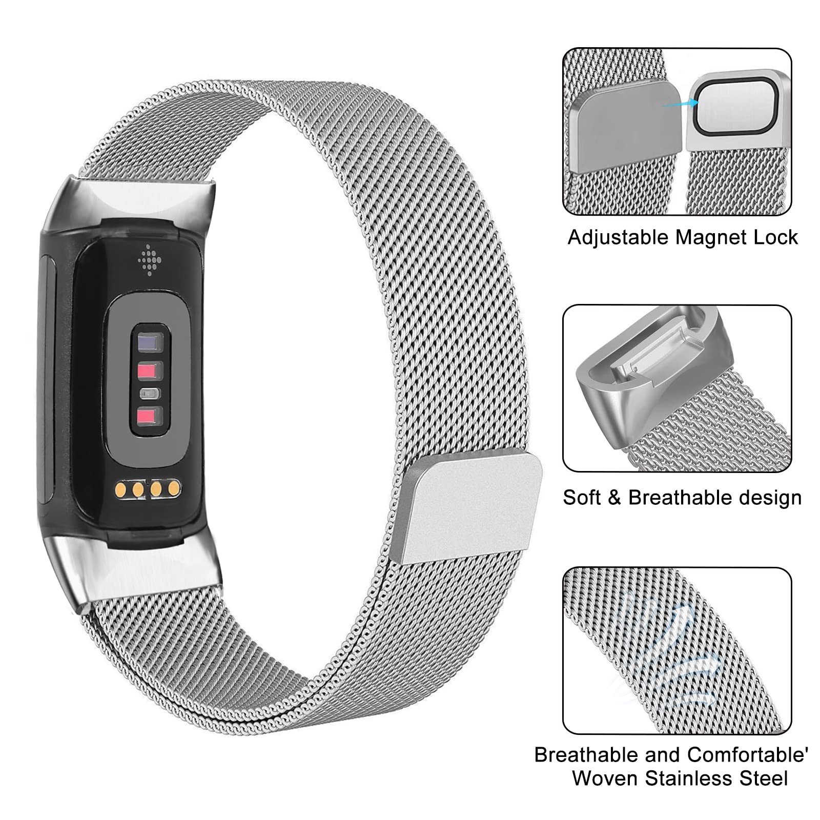 Fitbit 충전용 밀라노 루프 6 5 밴드 교체 충전 - Milanese Loop Magnetic 리뷰 및 가격